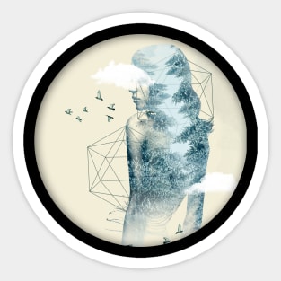 Nature and Geometric Shapes - Double Exposure Sticker